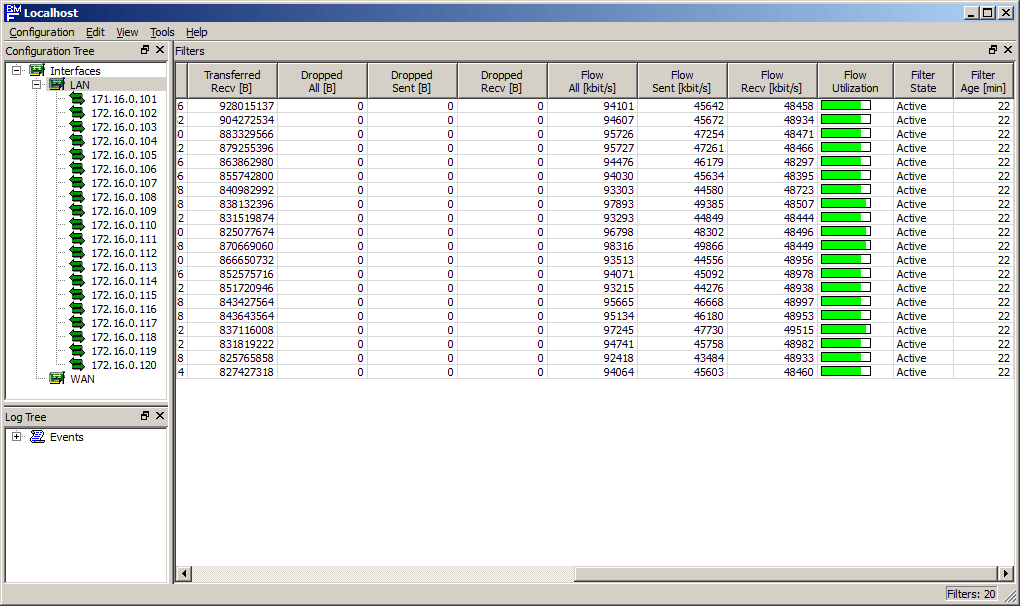 Screenshot of Bandwidth Manager and Firewall 3.6.2.0