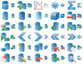 Toolbar and menu icons for database software